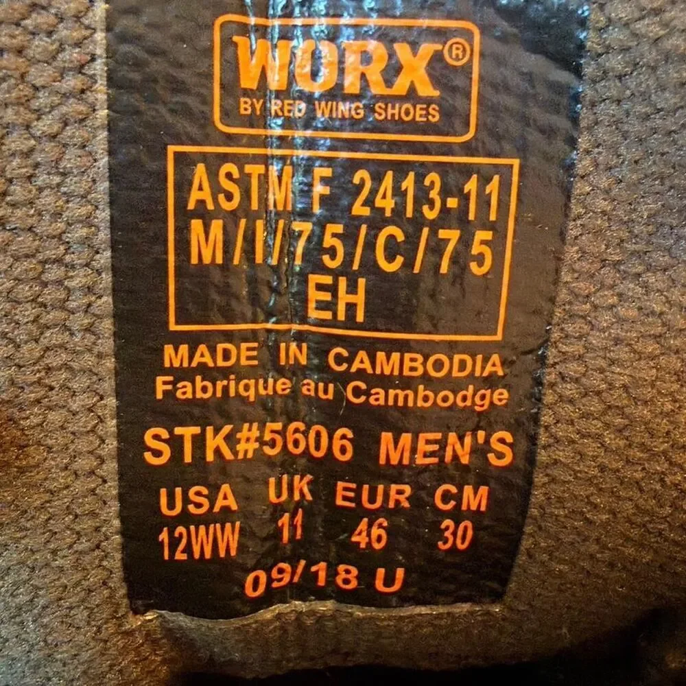 WORX by Red Wing Shoes Men’s STK#5606 Steel Toe Waterproof 6” Work Boot12WW